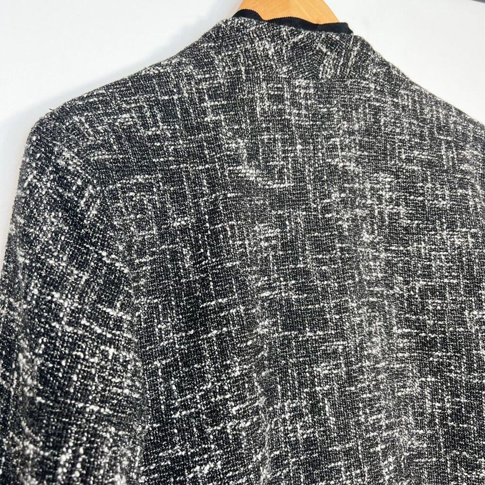 Talbots Black White Textured Tweed Collarless Suit Jacket Womens 16 Petite - Picture 11 of 14